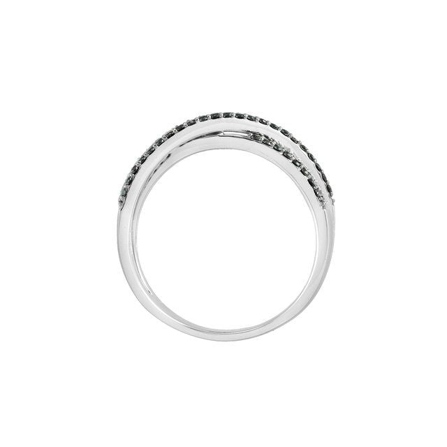 14K White 3/8 CTW Natural Black & White Diamond Criss-Cross Ring