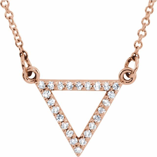 14K Rose 1/10 CTW Natural Diamond Triangle 16" Necklace