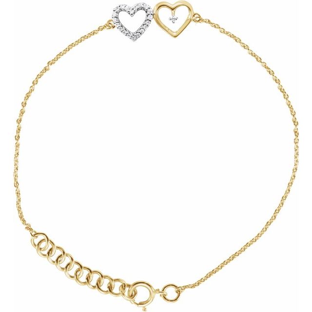 10K Yellow Natural Diamond Youth Flower and Double Heart Bracelet Collection