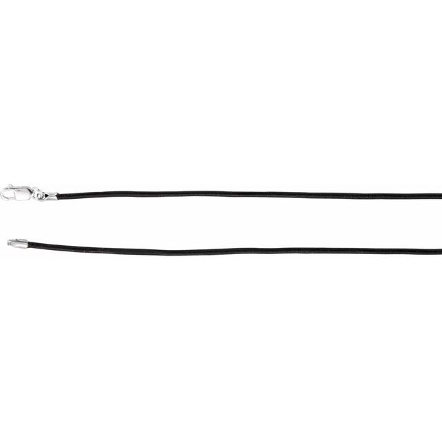 Sterling Silver 1.5 mm Black Leather 18" Cord - CH613