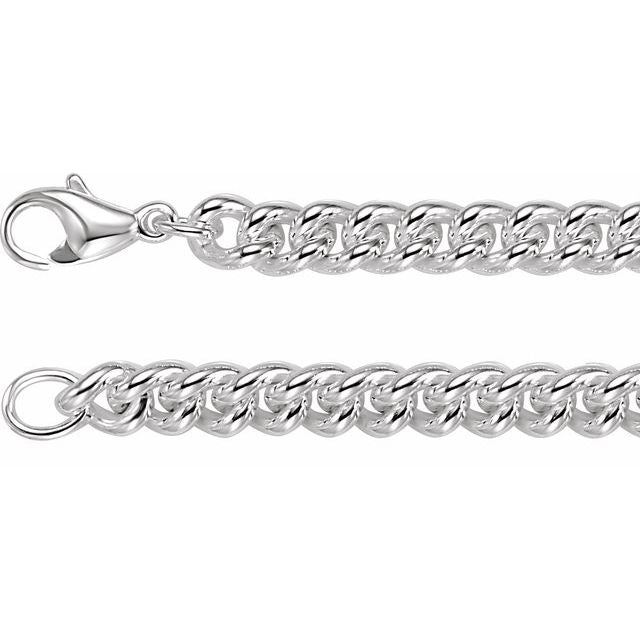 Sterling Silver 8 mm Curb 7" Chain