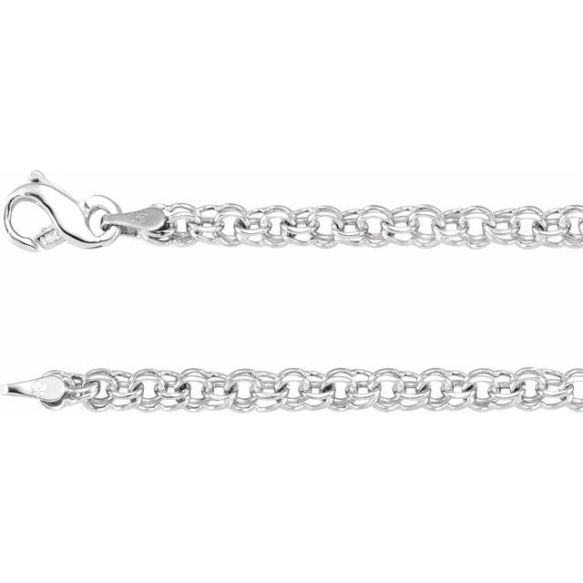 14K White 4.7 mm Cable 7" Chain