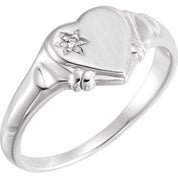 14K White .01 CT Natural Diamond Heart Ring