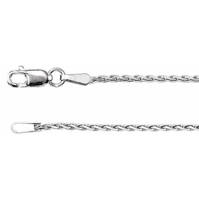14K White 1.05 mm Diamond-Cut Wheat 16" Chain