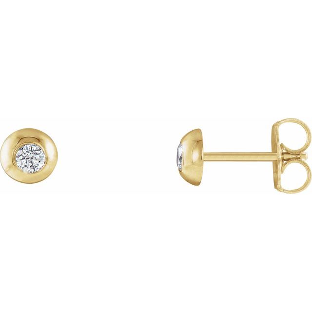 14K Yellow 1/8 CTW Lab-Grown Diamond Domed Stud Earrings