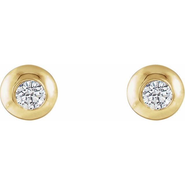 14K Yellow 1/8 CTW Lab-Grown Diamond Domed Stud Earrings