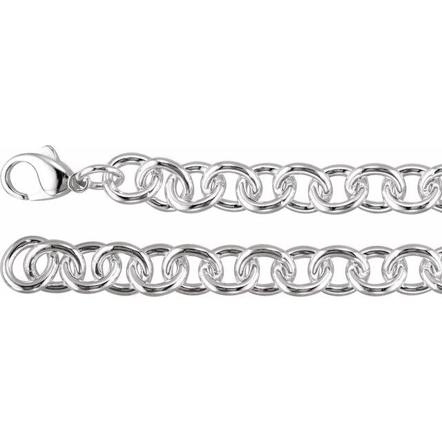 Sterling Silver 10 mm Cable 8 1/2" Chain