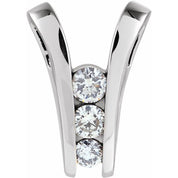 14K White 3/4 CTW Natural Diamond Three-Stone Pendant
