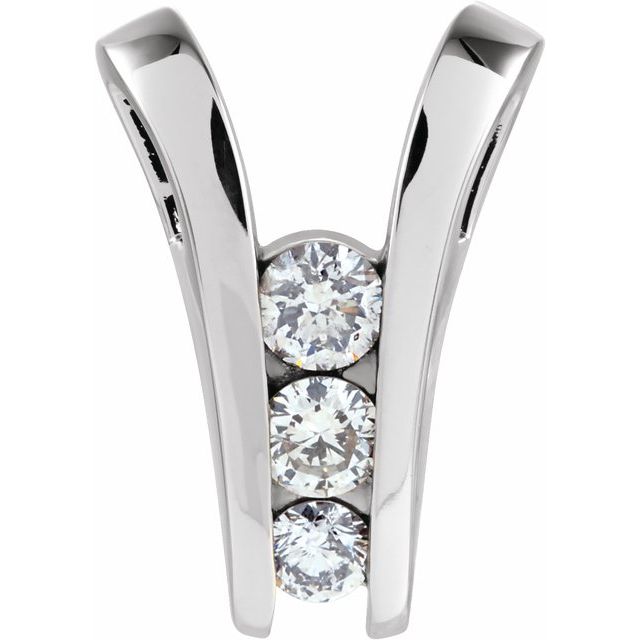 14K White 3/4 CTW Natural Diamond Three-Stone Pendant
