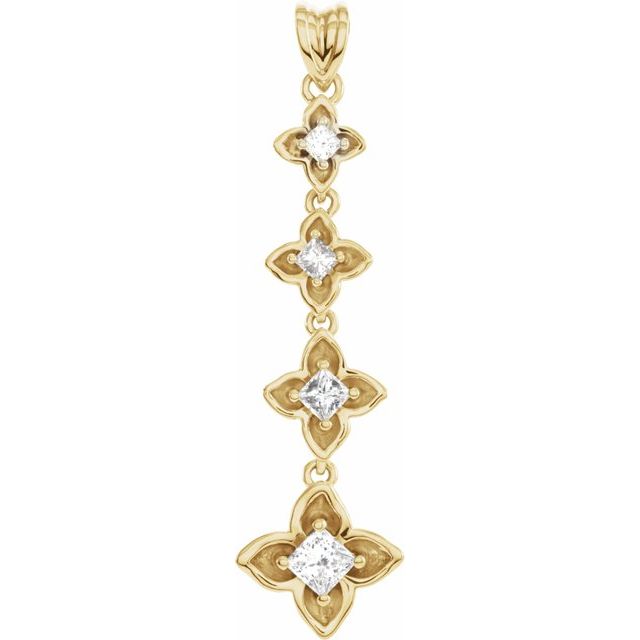 14K Yellow  1/2 CTW Natural Diamond Journey Floral Pendant