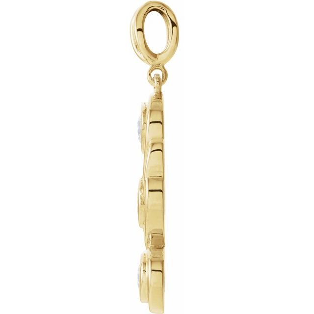 14K Yellow 3/8 CTW Natural Diamond Bezel-Set Three-Stone Pendant