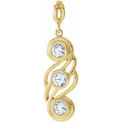 14K Yellow 3/8 CTW Natural Diamond Bezel-Set Three-Stone Pendant