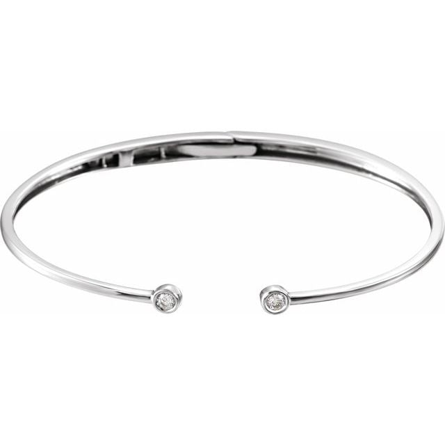 14K White 1/6 CTW Natural Diamond Hinged Cuff 7" Bracelet