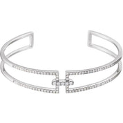 14K White 3/4 CTW Natural Diamond Cuff 6" Bracelet