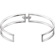 14K White 3/4 CTW Natural Diamond Cuff 6" Bracelet