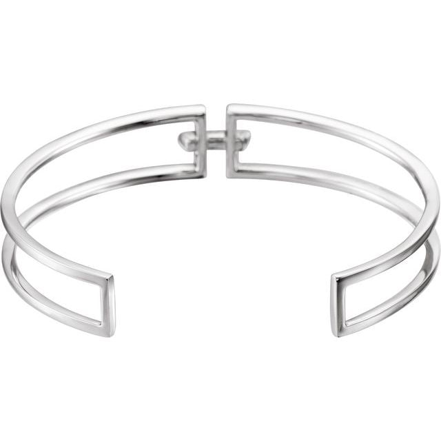 14K White 3/4 CTW Natural Diamond Cuff 6" Bracelet