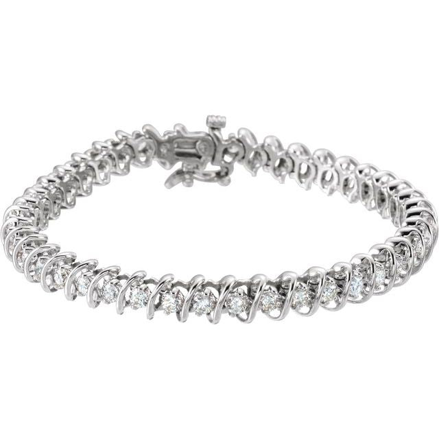 14K White 3 1/3 CTW Natural Diamond Line 7" Bracelet
