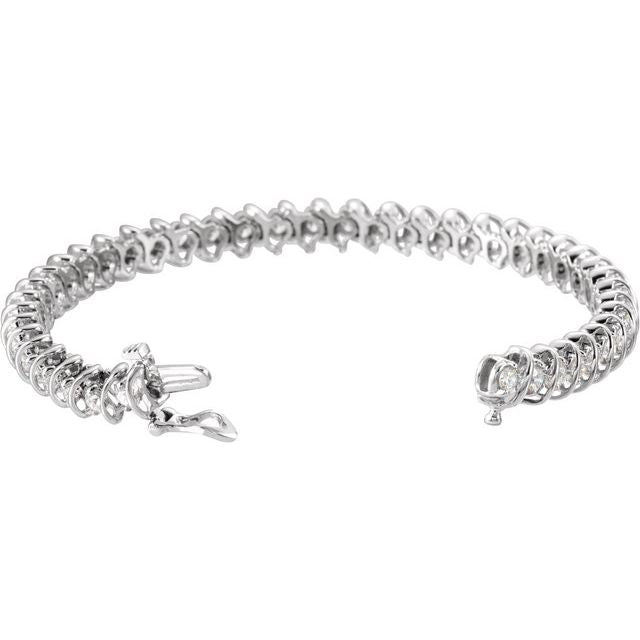 14K White 3 1/3 CTW Natural Diamond Line 7" Bracelet