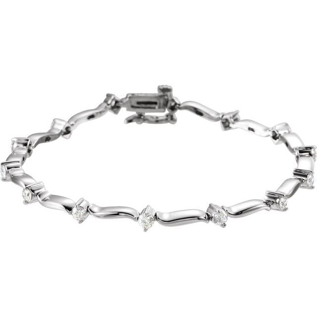 14K White 1 CTW Natural Diamond 7 1/4" Line Bracelet