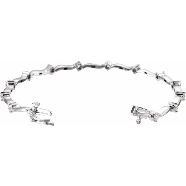 14K White 1 CTW Natural Diamond 7 1/4" Line Bracelet