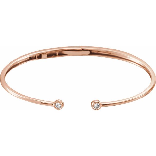 14K Rose 1/6 CTW Natural Diamond Hinged Cuff 7" Bracelet