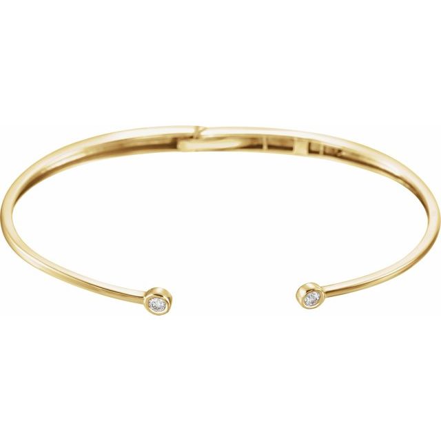 14K Yellow 1/6 CTW Natural Diamond Hinged Cuff 7" Bracelet