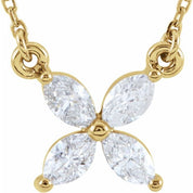 14K Yellow 1/2 CTW Natural Diamond Floral 18" Necklace
