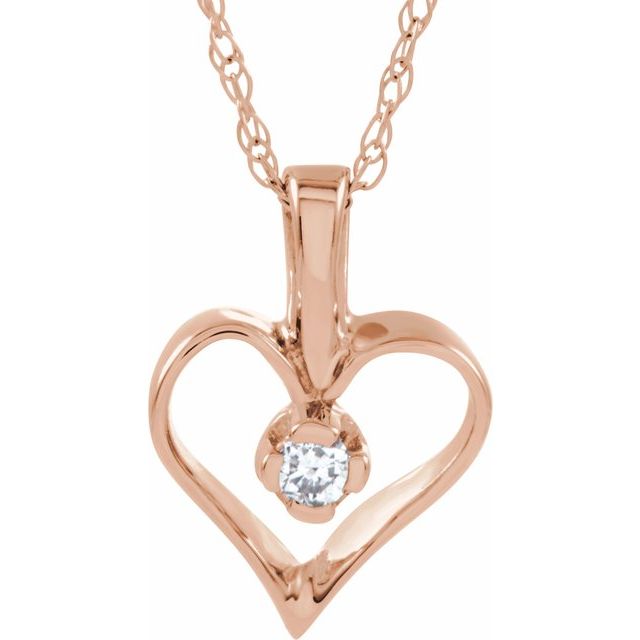14K Rose Gold .03 CTW Natural Diamond Heart Necklace - 18" by Brand Name - Motek Jewelry