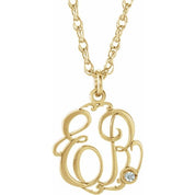 10K Imitation Cubic Zirconia 2-Initial Script Monogram Necklace