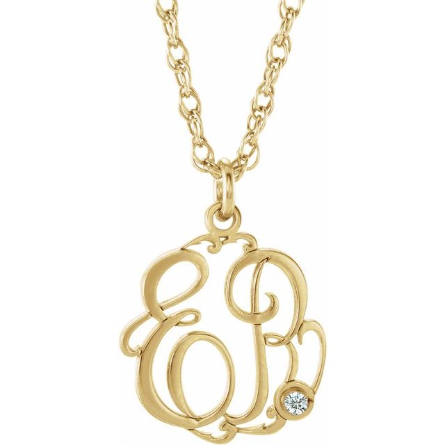 10K Imitation Cubic Zirconia 2-Initial Script Monogram Necklace