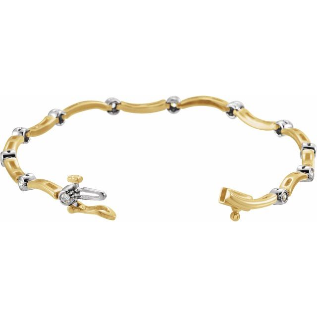 14K Yellow/White 1/2 CTW Natural Diamond Line 7" Bracelet