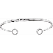 14K White 1/6 CTW Natural Diamond Circle Hinged Cuff 7" Bracelet
