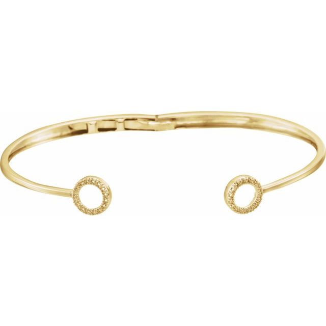 14K Yellow 1/6 CTW Natural Diamond Circle Hinged Cuff 7" Bracelet