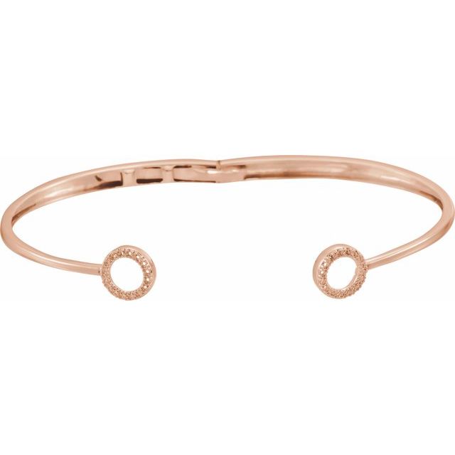 14K Rose 1/6 CTW Natural Diamond Circle Hinged Cuff 7" Bracelet