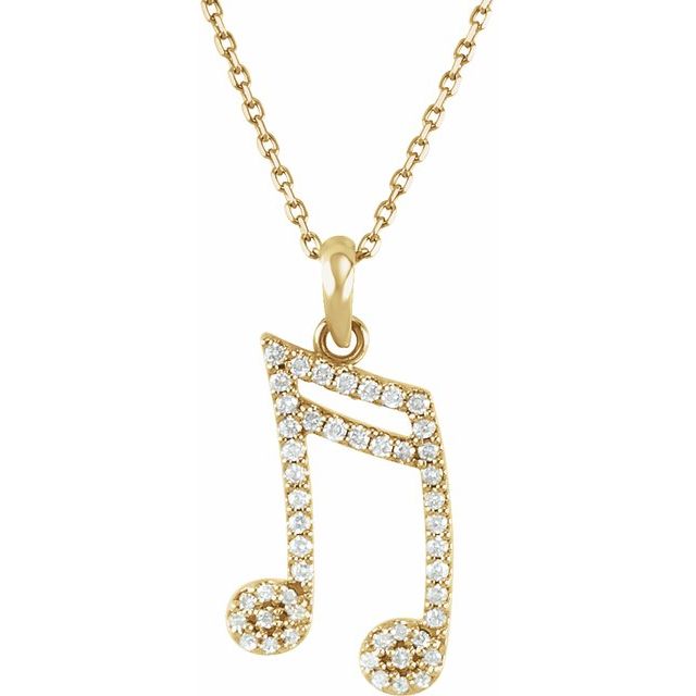 14K Yellow 1/5 CTW Natural Diamond Double Sixteenth Note 16" Necklace