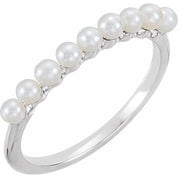 Sterling Silver Freshwater Cultured Pearl Stackable Ring - 6518:604:P