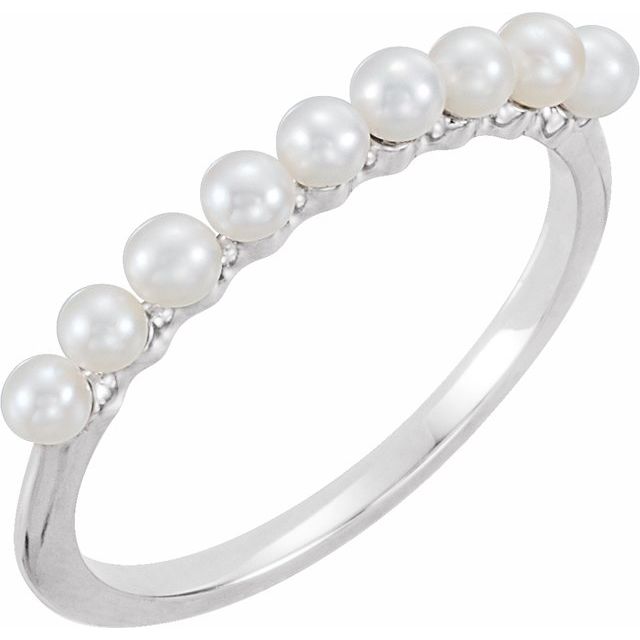 Sterling Silver Freshwater Cultured Pearl Stackable Ring - 6518:604:P