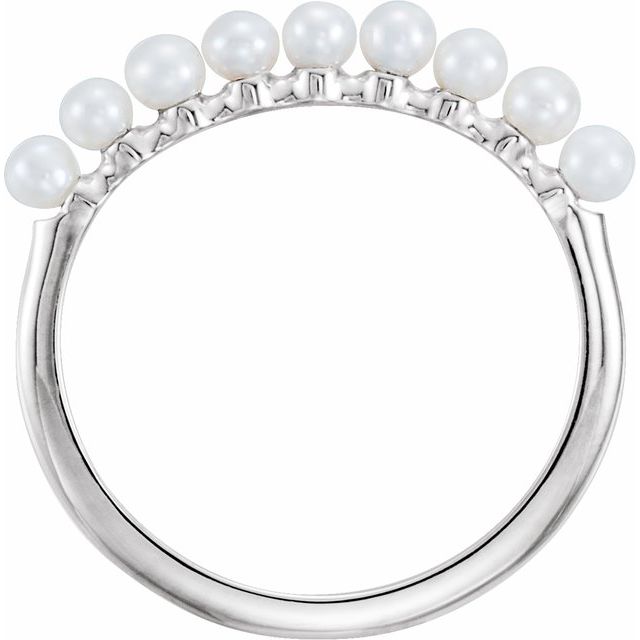 Sterling Silver Freshwater Cultured Pearl Stackable Ring - 6518:604:P