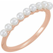 14K Rose Gold Freshwater Cultured Pearl Stackable Ring - Stylish Elegance by Brand Name