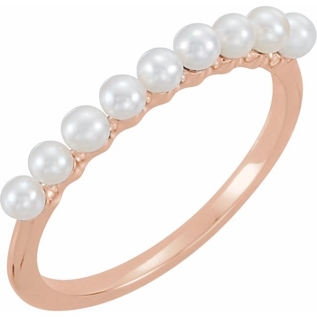 14K Rose Gold Freshwater Cultured Pearl Stackable Ring - Stylish Elegance by Brand Name