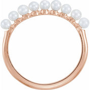 14K Rose Gold Freshwater Cultured Pearl Stackable Ring - Stylish Elegance by Brand Name