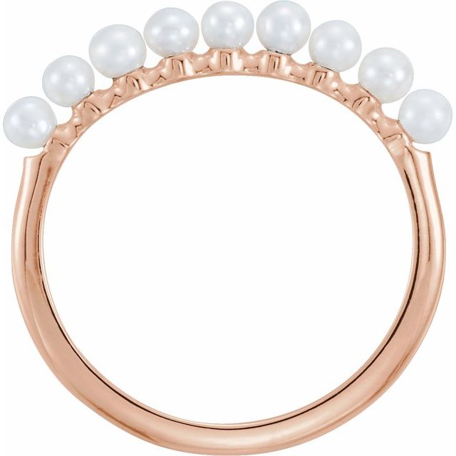 14K Rose Gold Freshwater Cultured Pearl Stackable Ring - Stylish Elegance by Brand Name