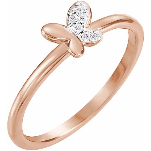 14K Rose Natural Diamond Butterfly Youth Ring - Part Number 653406