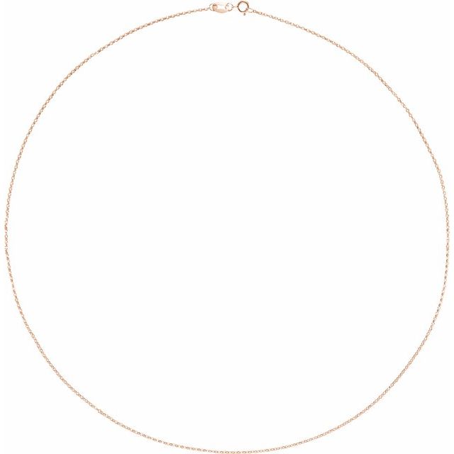 14K Rose 1 mm Diamond-Cut Cable 7" Chain