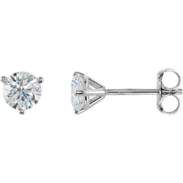 18K White 3/4 CTW Natural Diamond Stud Earrings
