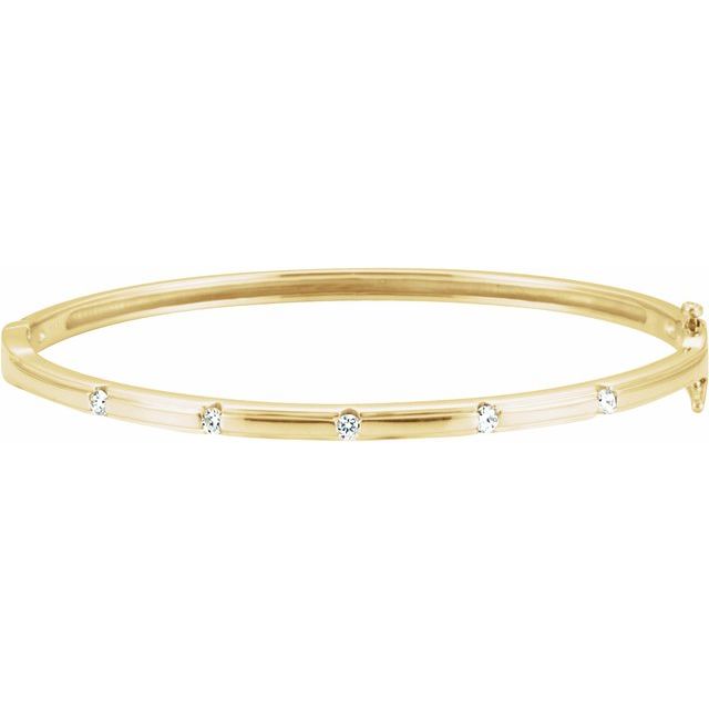 14K Yellow Lab-Grown Diamond Bangle Bracelet 6" - Brc308