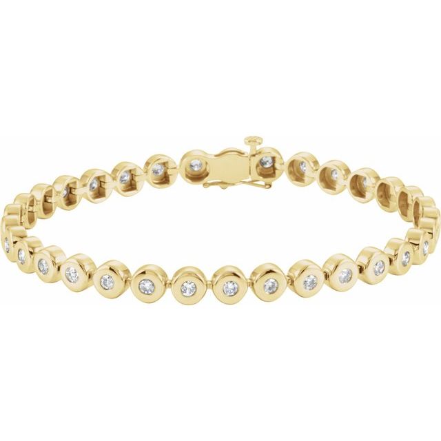 14K Yellow 2 CTW Natural Diamond Bezel-Set Line 7" Bracelet
