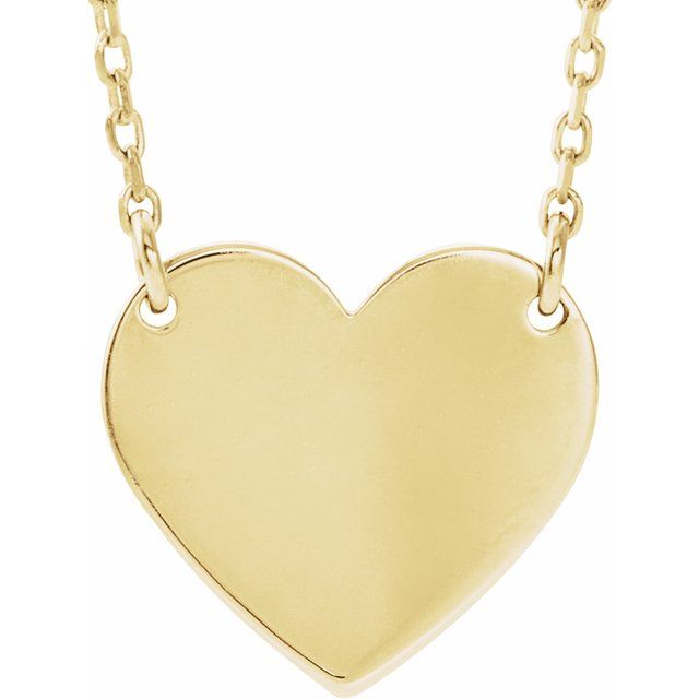 18K Yellow Gold-Plated Sterling Silver Engravable Heart 16-18" Necklace