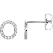 Platinum .06 CTW Natural Diamond Initial O Earring