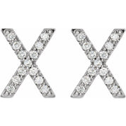 Platinum 1/10 CTW Natural Diamond Initial X Earrings